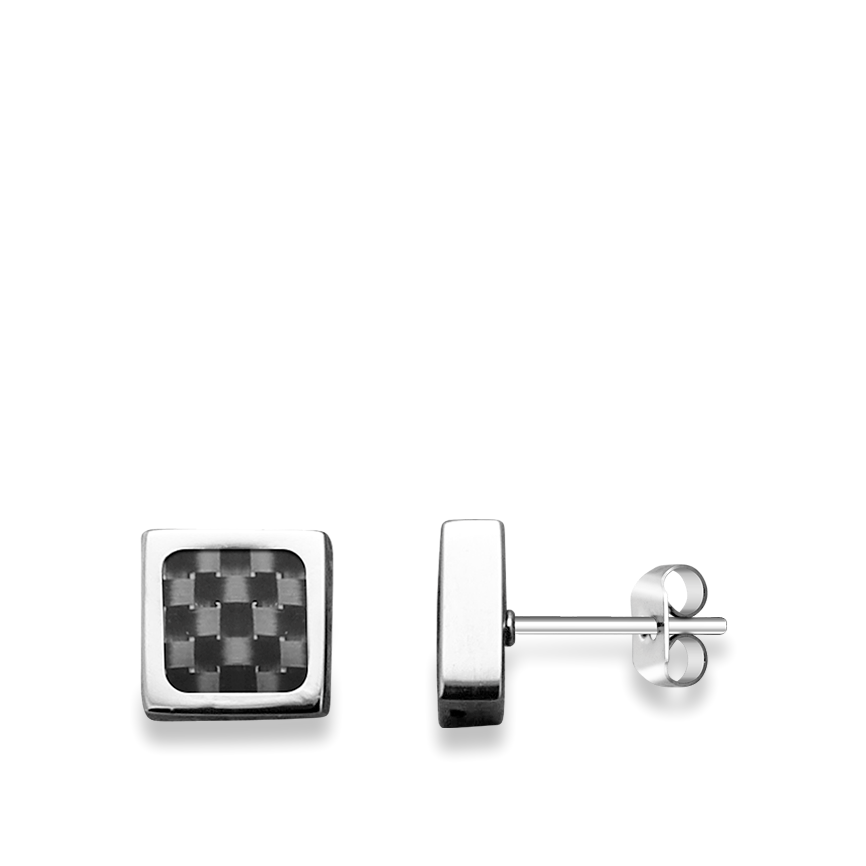 MERCURY earrings (Black, Silvery/Black, Man, Square)